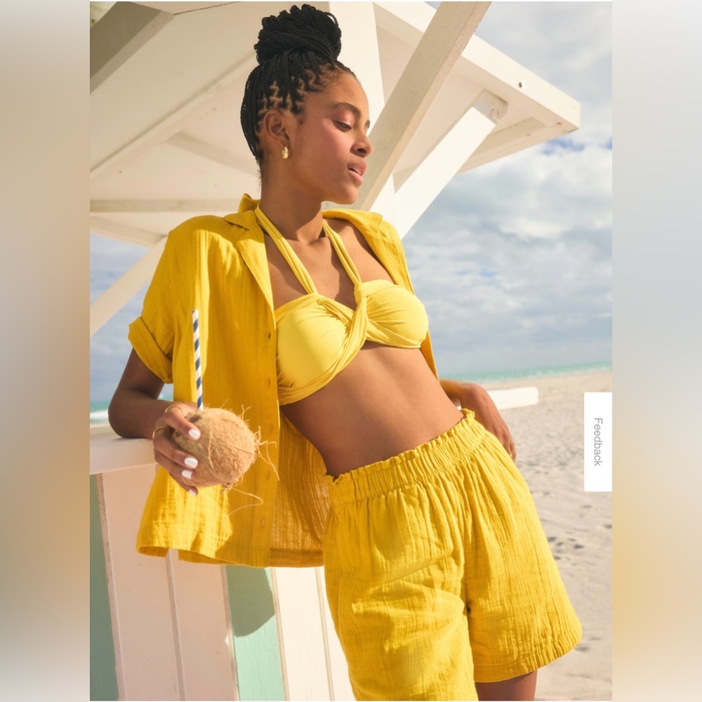 Old Navy Yellow Crinkled Gauze Top